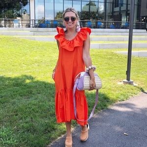 Orange midi dress